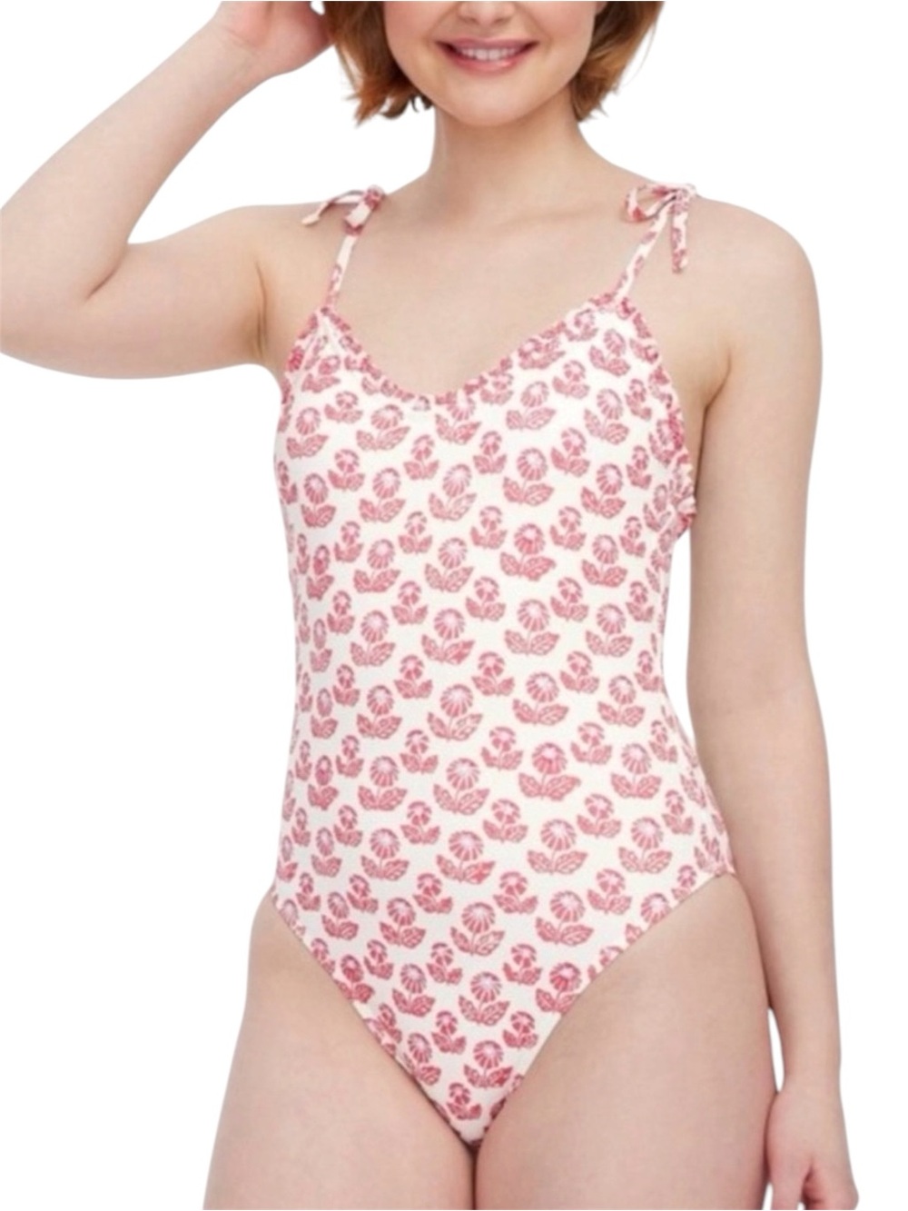 Roller Rabbit x Target Floral Tie-Shoulder One-Piece Swimsuit Size XS Ruffle NWT